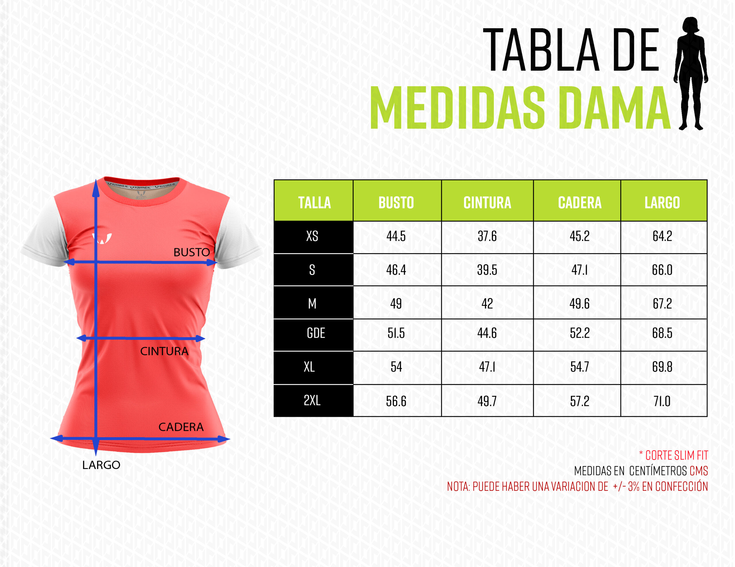TABLA DE MEDIDAS _ PLAYERAS PERSONALIZADAS_DAMA